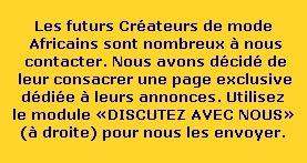 annonces pour createurs Africains.